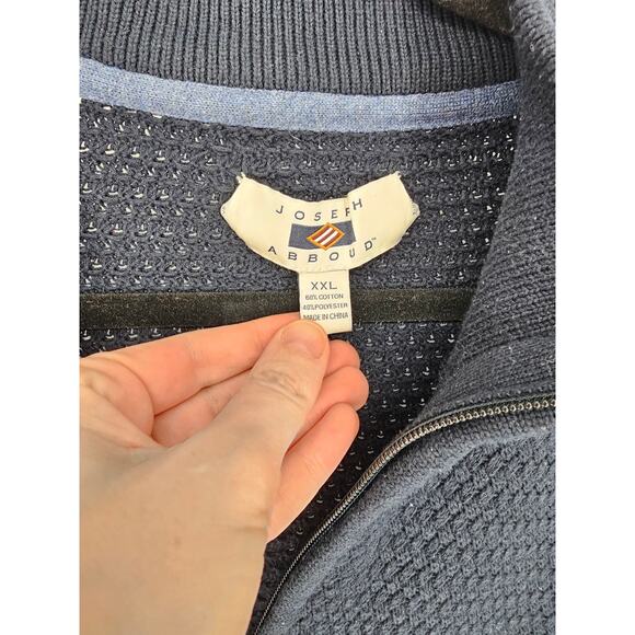 Joseph Abboud Mens Blue Knitted Long Sleeve Cotton 1/4 Zip Sweater Size XXL - Picture 3 of 4